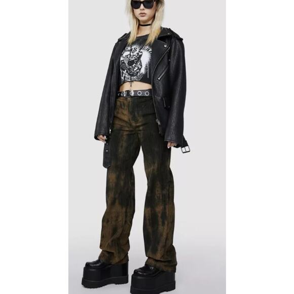 Free People We The Free Reese Corduroy Straight Leg Pants Tye Dye Brown Size 31 - Picture 1 of 11